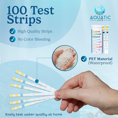 9-in-1 Aquarium Water Test Kit - 100 Freshwater & Saltwater Test Strips | Fish Tank Kit for pH, Nitrate, Nitrite, Hardness, Chlorine, Iron, Copper, Alkalinity, Carbonate | Quick & Reliable Results