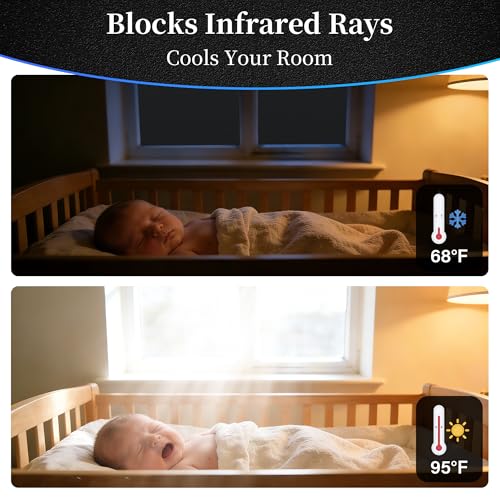 Finnez Blackout Window Film, Total Privacy Room Darkening, 45.2″ x 78.7″ | Light Blocking & Heat Control, Removable Static Cling Non-Adhesive, Frosted Window Tint, Day & Night Sleep for Home Nursery - color: Black, size: 45.2 x 78.7 Inch