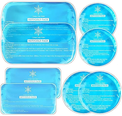 Tutmyrea Ice Packs for Injuries Reusable, 8 Pack Soft Gel Pack, Hot and Cold Compress, Ice Pack for Kids Boo Boo, Cold Packs for Injuries, Migraines, First Aid, Pain Relief, Wisdom Teeth | Gel Ice Pack for Kids Boo Boo, Multiple Shapes Cold Packs for Inju