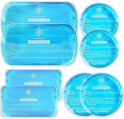 Tutmyrea Ice Packs for Injuries Reusable, 8 Pack Soft Gel Pack, Hot and Cold Compress, Ice Pack for Kids Boo Boo, Cold Packs for Injuries, Migraines, First Aid, Pain Relief, Wisdom Teeth | Gel Ice Pack for Kids Boo Boo, Multiple Shapes Cold Packs for Inju