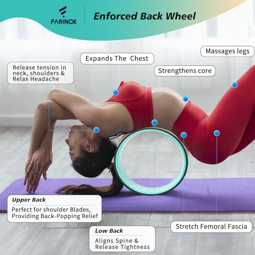Cork Roller, Yoga Wheel, Upgraded Back Wheels for Pain Relief & Stretching | Strongest Back Roller for Deep Tissue Massage, Improving Yoga Poses Backbend - style: CORK