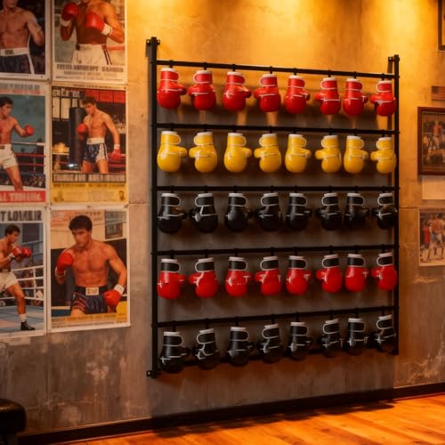Wall Mounted Boxing Glove Storage Rack, Large Boxing Glove Storage Showshelves Rack Wall Mount Dryer, 5 Tiers, for Gym Home Training Room Shopping Center Taekwondo Gym - size: Holds 20 Pairs