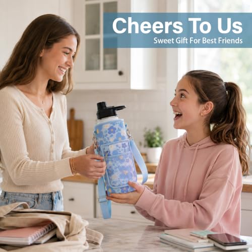 DYSANKY Insulated Water Bottle Gift– Stainless Steel Bottle with Carrier Bag, Strap & Gift Box – BPA-Free – Ideal for Hiking, Camping & Travel - Blue Flower 40 oz - color: Blue Flower, size: 40 Ounces