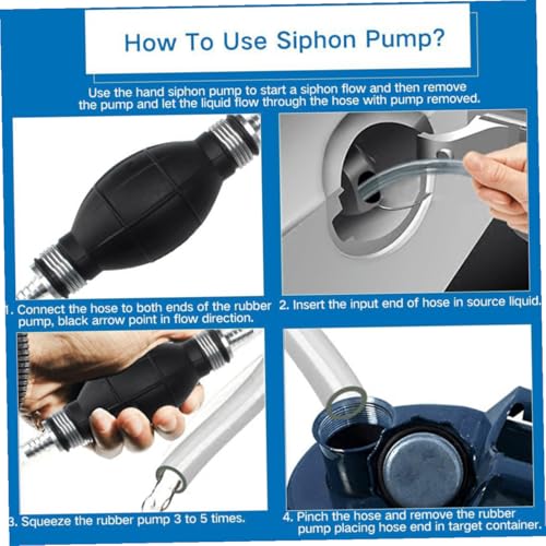 Totority Manual Suction Hose Water Pump for Car and Aquarium, Practical Siphon Transfer Tube with Oil Guide, Useful Home and Automotive Water Suction Tool