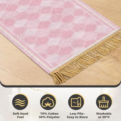 Muslim Prayer Mat Set, 4 PCS Soft Portable Islamic Prayer Rug - color: Pink