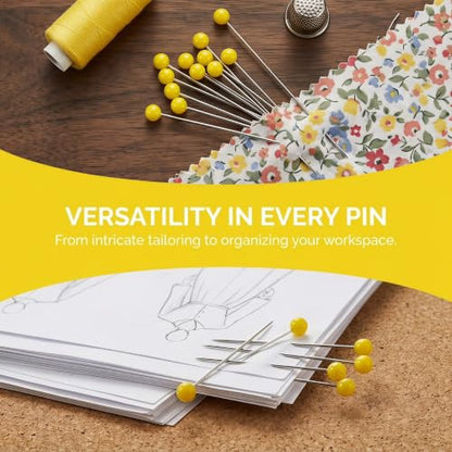 100pcs Decorative Pearl Push Pins, 1.5x0.12in, Yellow - color: Yellow-0.12x1.5in-100pcs