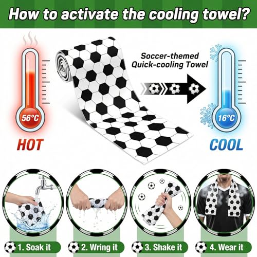 12 Counts Cooling Towels 40"X12",Sweat Towel Soccer Party Favors for Neck and Face,Soccer Sweat Towel Rags Microfiber Towels Sport Rags for Team Gym Running Coach Gift