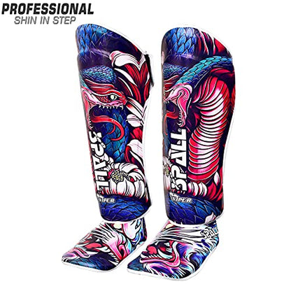 Generic Spall Pro Shin Instep Guard - Martial Arts Leather Defence Guards - Wrestling Muay Thai Shin Pads – Foot Shield Youth Shin Guards – MMA Karate BJJ shin Guards (Viper, S)