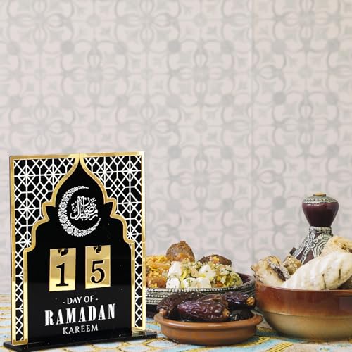 라마단 재림절 달력 세트 - 가정용 이드 무바라크 테이블 장식용 아크릴 및 나무 라마단 장식, 무슬림 축제 및 라마단 파티 용품 스타일 G 30일 카운트다운 달력 - color: 스타일 F