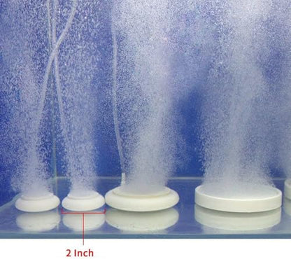hygger Aquarium Air Stone, Fish Tank Bubbler, Nano Furnace Flue Round Stone Disk, Small Bubbles and High Dissolved Oxygen for Hydroponics, with 2 Suction Cups, 1 Adjust Valve, 1 Check Valve (2 Inch) - color: White, size: 2 Inch