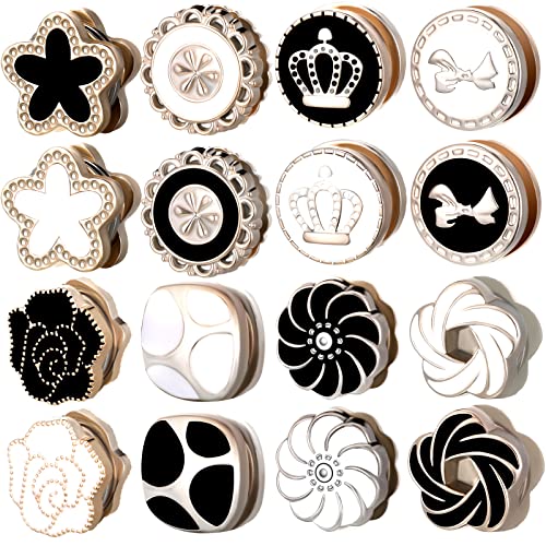 MTLEE 16 Pairs Hijab Magnetic Pins for Women Black and White No Snag Multi-use Hijab Magnets Pinless Scarf Magnets Pin Buttons Brooch Clasps for Clothing Scarves Headscarf Hats Shirt Collars Shawls