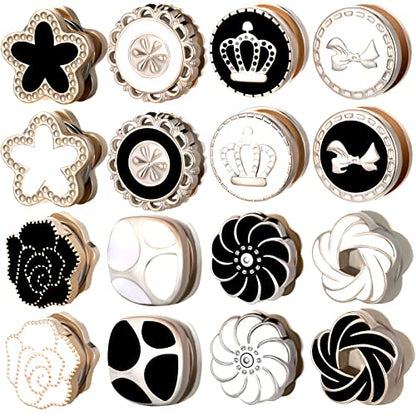 MTLEE 16 Pairs Hijab Magnetic Pins for Women Black and White No Snag Multi-use Hijab Magnets Pinless Scarf Magnets Pin Buttons Brooch Clasps for Clothing Scarves Headscarf Hats Shirt Collars Shawls