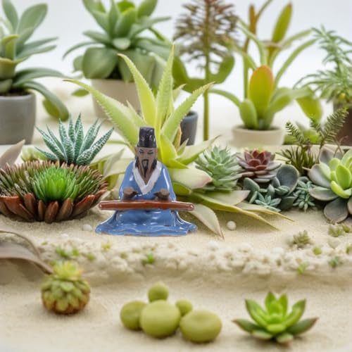 Miniature Bonsai Ornaments 2Pcs - Asian Chess and Music Themed Fish Tank Decorations Ceramic Aquarium Decor Figurines for Desktop and Garden Landscape