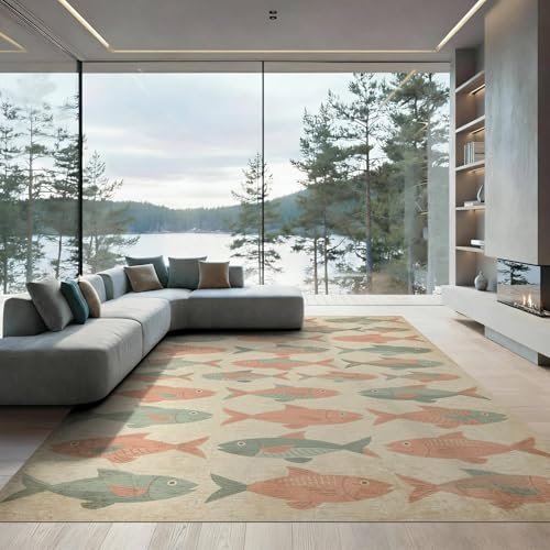 6'x9' Washable Distressed Cartoon Area Rug, Beige Non-Shedding Pet Friendly Room Rug for Queen Size Bedroom, Under Bed, Master Suite, Foldable Easy Care Carpet | Ref:1885579 - color: Beige/Pattern 42, size: 6' x 9' (Rectangular)