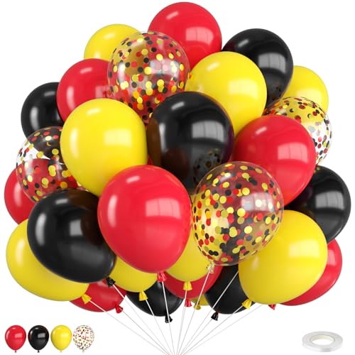 Red Yellow Black Balloons 12 Inch Red Black Yellow Latex Balloons - color: Red Yellow, size: 30PC