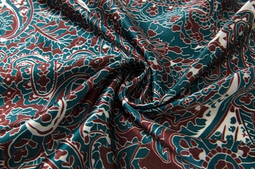 Silk-Feel 35x35 Satin Hair Scarf | Multi-Way Head Wrap for Sleep, Style & Hijab | Gift-Ready Fashion Scarf for Women - color: Green-paisley