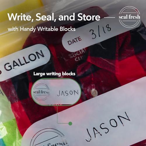 Seal Fresh 3 Gallon Large Plastic Storage Bags – 16" x 18" (15 Count) – Reusable XXL Extra Large Clear Jumbo Zip Bags with Sealable Zipper Top For Clothes, Travel, Moving - size: 3 Gallon - 15 Pack