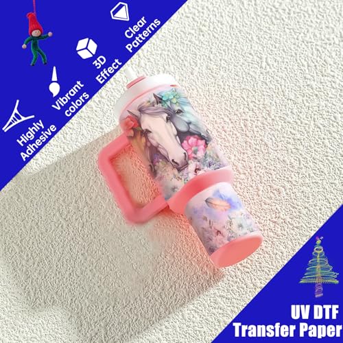 6 PCS Horse UV DTF Stickers, UV DTF Cup Wrap for 40oz | Vibrant washable UV DTF cup wrap transfers with strong adhesion for glass cups, mugs and smooth hard surfaces - style: Horse