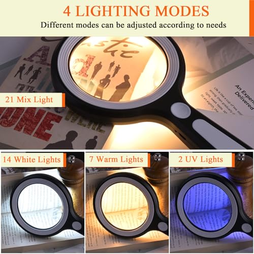 20X 30X Coin Magnifier, USB Rechargeable Lighted Magnifying Glass with Light Handheld for Currency Seniors Reading Crafts Jewelry Hobbies - style: 20X 30X-3.4in