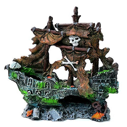 M2cbridge Antique Roman Column Ruins European Castle Aquarium Decorations Fish Tank Hideout Rocks (Pirate Shipwreck) - color: Pirate Shipwreck