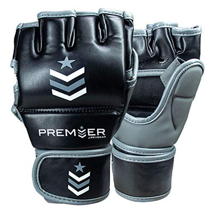 Revgear Premier MMA Grappling Gloves | Multi-Purpose, MMA, Kickboxing, Martial Arts and Boxing | Comfortable and Durable - color: Gray/Black, size: Medium