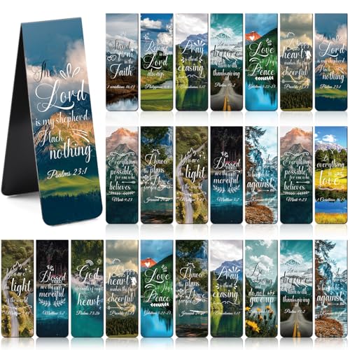 Bible Verse Magnetic Bookmarks - 30 PCs Christian Scripture Inspirational Aesthetic Book Marks Catholic Religious Motivational Book Marker Prayer Page Clips Reading Women Men Church Gifts - style: Bible Verse1