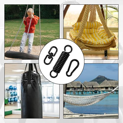 Heavy Bag Spring Punching Bag Hanging Kit with Swivel & 2 Carabiners Hanger | 360° rotational heavy duty hanging accessory, suitable for boxing heavy bags, gym swings and trapeze installation