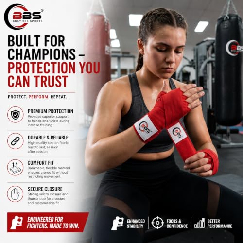 Busy Bee Sports Boxing Hand Wraps - color: Red