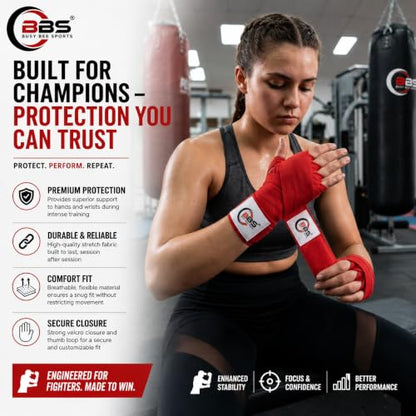 Busy Bee Sports Boxing Hand Wraps - color: Red