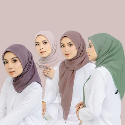 43 Inch Large Chiffon Square Hijab Hair Scarf for Muslim Shawls Headscarf for Women Bandana Turban Wrap Scarves - color: Black +Navy+ Dark Grey + White + Green