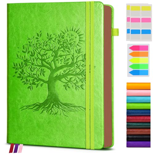 Vintage Leather Journal with 300 Numbered Pages,A4 Lined Journal for Men Women,Daily Journals for Writing,College Ruled Notebook for Work,School,Note taking,Travel Diary,Large (8.5" X 11.3") - color: Light green, size: A4 (8.5in X 11.3in)