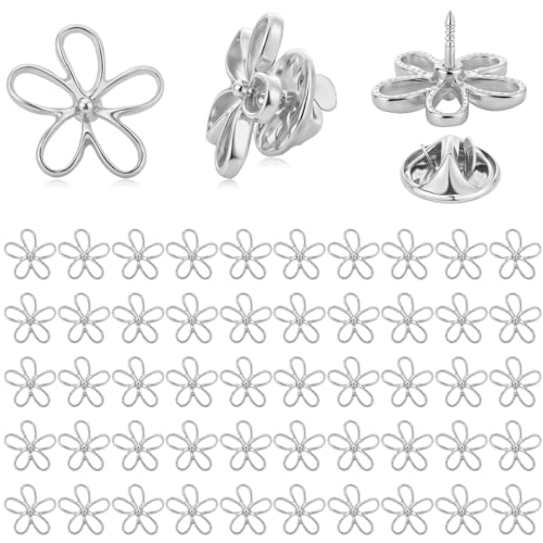 Liliaafar 50 Pcs Lapel Pins Brooches for Women - color: Silver, style: Daisy Flower