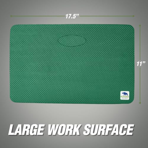 RUGGED RHINO Heavy Duty Patent Pending Kneeling Pad, Shock Absorbent Thick Knee Pads, Holds Up to 300 lbs, Protect Knees from Hard Concrete Surfaces, For Mechanics, Yard Gardening, Gym, Pine Green - color: Pine Green