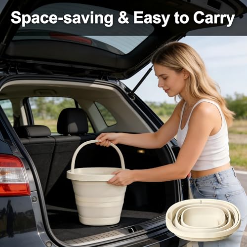 Collapsible Bucket, 2.6 Gallon (10L) Portable Water Pail, Foldable Design with Handle, for Garden, Car Wash, Camping - color: B001-complected