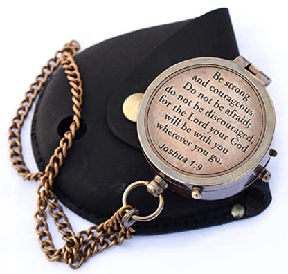 Engraved Brass Compass Gift for Him - Personalized Antique Vintage Keepsake - First Communion, Baptism, Religious Confirmation Missionary - Dad, Son - Anniversary, Graduation, Retirement, Birthday