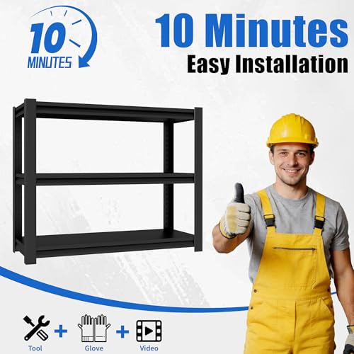 Metal Aquarium Stand for 30-40 Gallon Fish Tank, Heavy Duty 3 Tier Adjustable Garage Storage Rack Shelf 47.2" W x 18" D x 39" H, 990 lb Capacity Black Fish Tank Stand