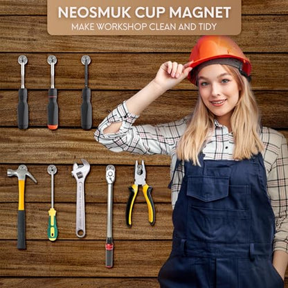 Neosmuk Magnets with Screws,22lbs+ Heavy Duty Rare Earth Neodymium Mounting Magnets with Holes, Countersunk Round Disc Industrial Magnets for Wall Mounting, 4 Pack - color: Silver, size: 22 lb