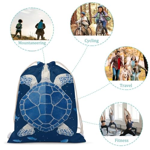 Turtle Pattern Drawstring Backpack Canvas String Bag Lightweight Sports Gym Bag for Men Women - color: Color-4