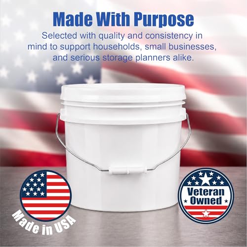 3.5 Gallon Bucket, Food-Grade w/Lid, BPA-Free,White, 3 Packs | Airtight Gamma Seal Screw-On Lid, Heavy-Duty 90 Mil HDPE Plastic, Food Safe and Durable Container, Bulk Storage, Made in USA - color: White, size: 3 Packs