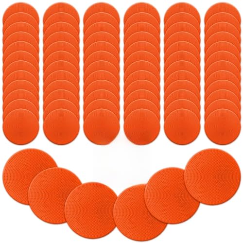 12/24Pcs Poly Spot Markers 4 inch/9 inch Non-Slip Rubber Agility Training Markers Floor Dots Flat Field Cones for Football Basketball Soccer School Exercise Drills Gym Dance Practice 6 Colors - style: 4 inch 72 Pcs Orange Red (TPE)