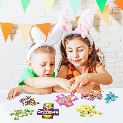 Haooryx Easter Cross Jigsaw Puzzles - 12 Pcs Cartoon Religious Jesus He Is Risen He Lives Easter Hello Spring Jigsaw Challenging Puzzle Family Home Decor Game Nights Party Gift Toy Interlock Perfectly - style: Easter Cross