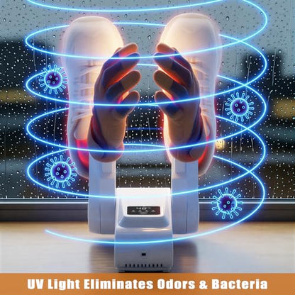 Boot Shoe Dryer - 3-4 Heat Settings, 360° Rapid Drying, Auto Shut-Off & Timer for Sneakers, Work Boots, Gloves - color: White -4 Poles