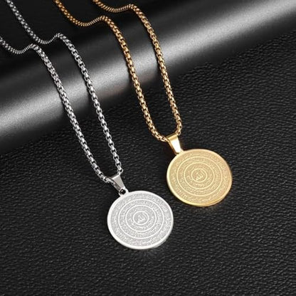 Exquisite Stainless Steel Islamic Muslim Quran Allah Medal Pendant Necklace for Men and Women Religious Ramadhan Amulet Jewelry - color: golden