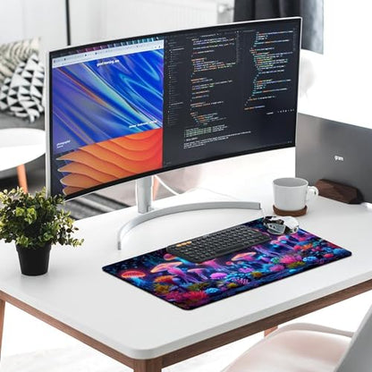 KeKee Glowing Colorful Sea Aquarium Neon Large Mouse Pad Gaming Mousepad Desk Pad for Keyboard and Mouse Mat Non-Slip Base 40X75cm, Style - size: 40X75cm