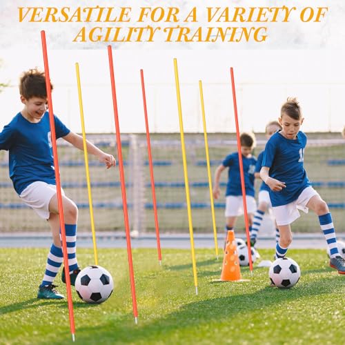Silipull 4 Pcs Training Agility Poles 5ft Adjustable Poles Soccer Training Sticks Sports Speed and Agility Trainings Equipment for Football Sport Soccers Speed Trainings