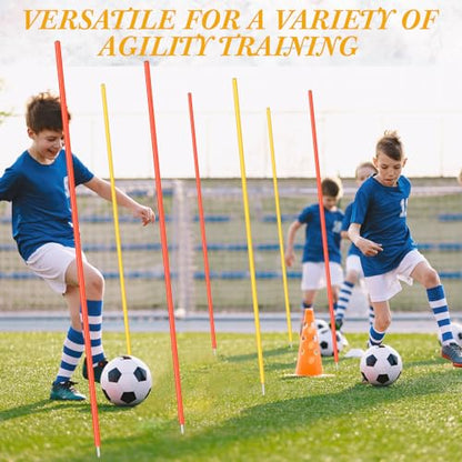 Silipull 4 Pcs Training Agility Poles 5ft Adjustable Poles Soccer Training Sticks Sports Speed and Agility Trainings Equipment for Football Sport Soccers Speed Trainings