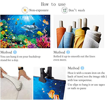 7x5ft Ocean Dolphins Backdrop Under the Sea Whale Backdrop | Summer Under the Sea Banner for Kids Aquarium Corals Tropical Fish Background Underwate Baby Shower Backdrops for Photoshoot