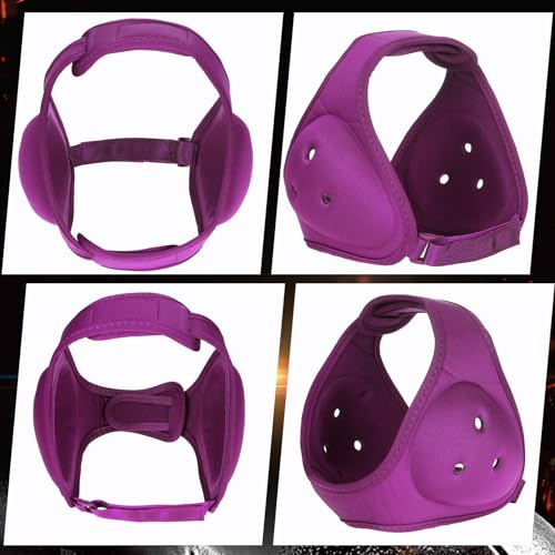 Jerify 2 Pcs Wrestling Headgear for Kids Youth Soft Grappling Headgear Wrestling Adjustable Ear Guard Protective(Dark Red) - color: purple