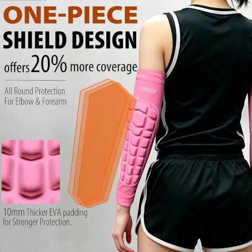 Frelaxy Elbow Pads, Padded Arm Sleeves for Volleyball and Football, 2 Pack - color: Pink, size: Small