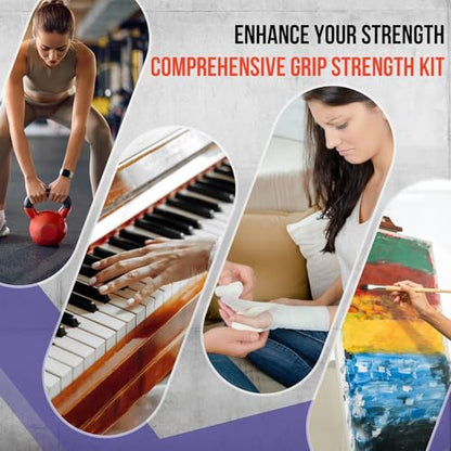 Grip Strength Trainer Kit, Forearm Strengthener & Hand Grip Strengthener | Finger Exerciser & Stretcher for Strength Training, Recovery & Flexibility - size: 10PCS